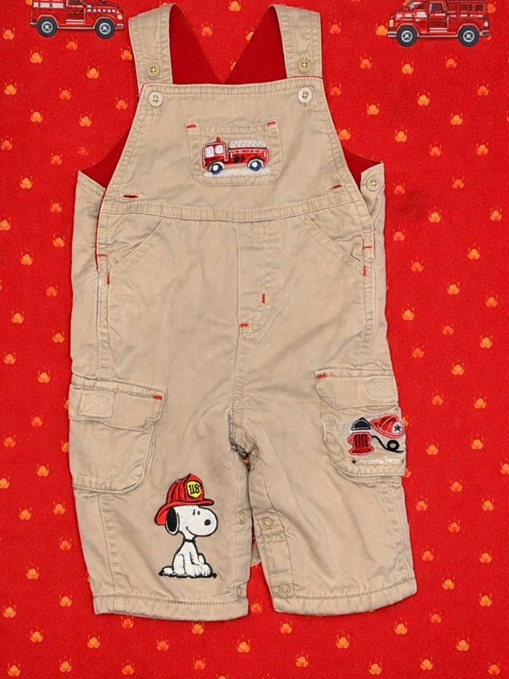 Snoopy Firefighter Overalls for Kids upcycle